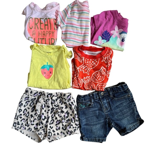 Bundle 18M Baby Girl 7PC Set Lot Summer Shorts Short Sleeve Tops - Picture 1 of 6